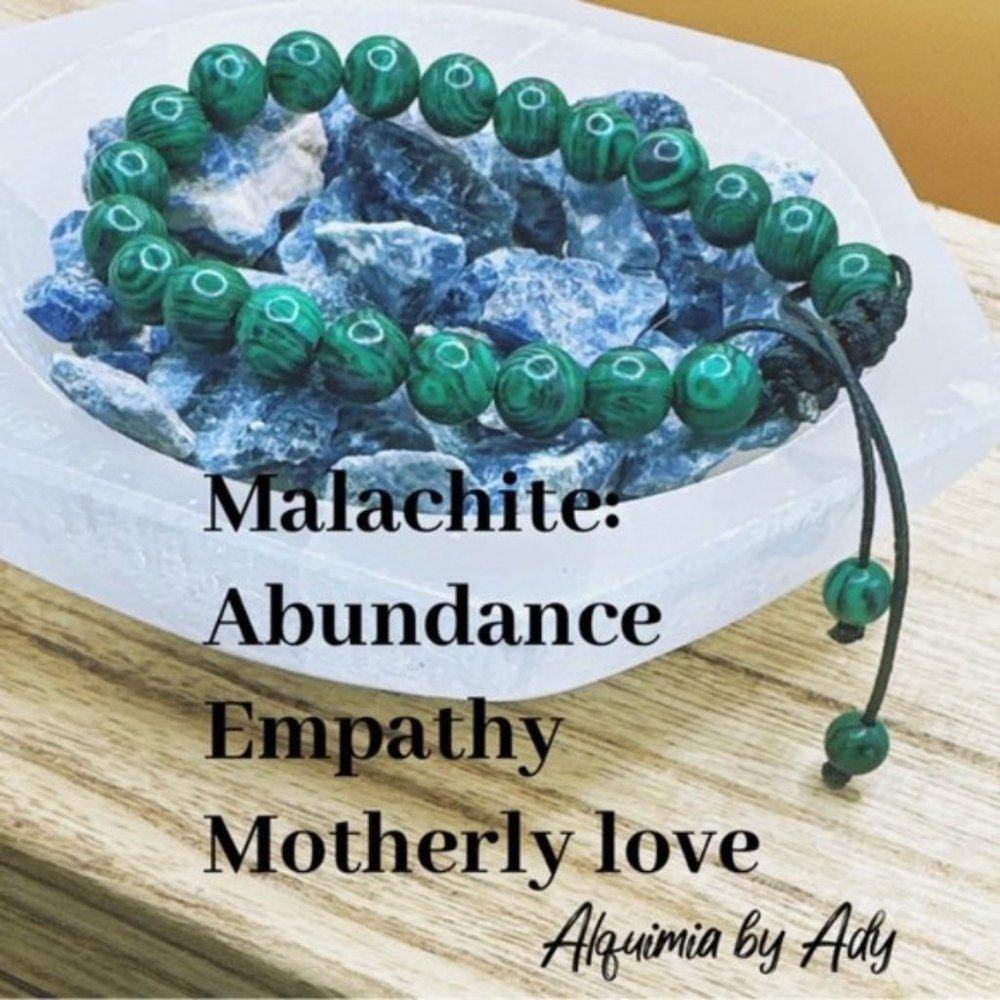 Malachite beaded handcrafted bracelet/ Empathy and abundance healing crystals - Picture 9 of 9